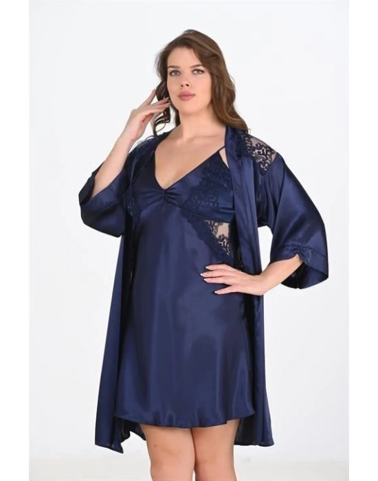 Bicomi 2li Lacivert Sabahlık Takımı Bigsize 6208