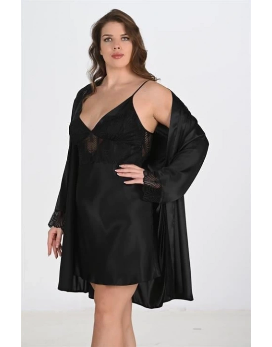 Bicomi 2li Siyah Sabahlık Takımı Bigsize 6213