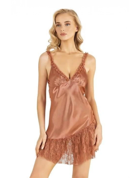 Bicomi Bakır Kısa Saten Gecelik 8238