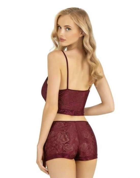 Bicomi Bordo Saten Şort Takımı 9219