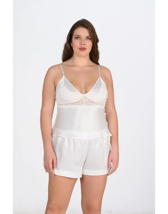 Bicomi Büyük Beden Ekru Şort Takımı