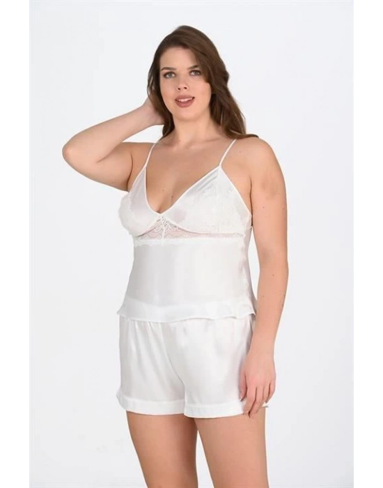 Bicomi Büyük Beden Ekru Şort Takımı