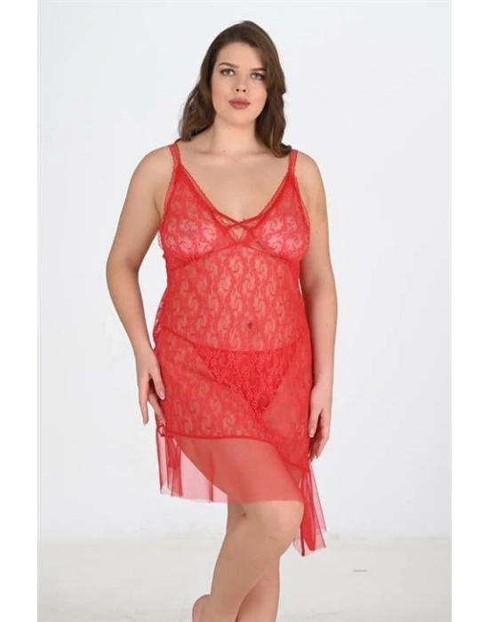 Bicomi Büyük Beden Kırmızı Gecelik