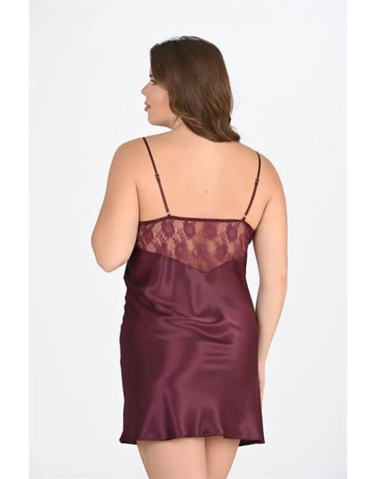 Bicomi Büyük Beden Mürdüm Gecelik 2108