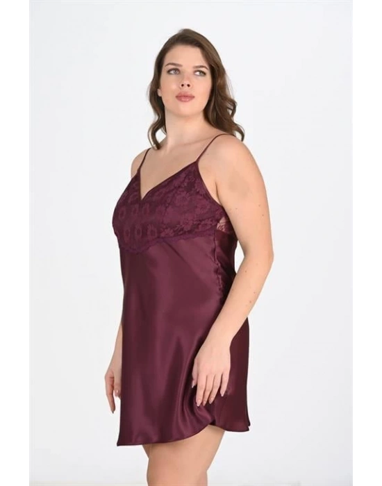 Bicomi Büyük Beden Mürdüm Gecelik 2108