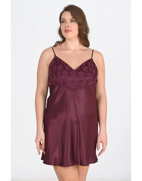 Bicomi Büyük Beden Mürdüm Gecelik 2108