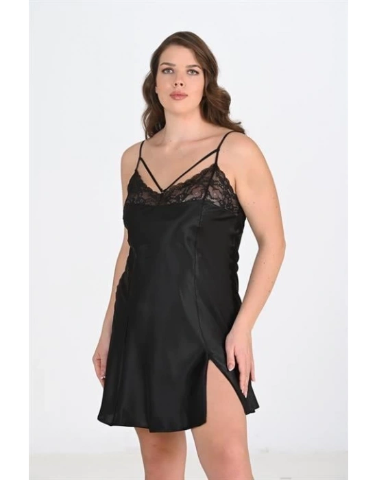 Bicomi Büyük Beden Siyah Gecelik 2103