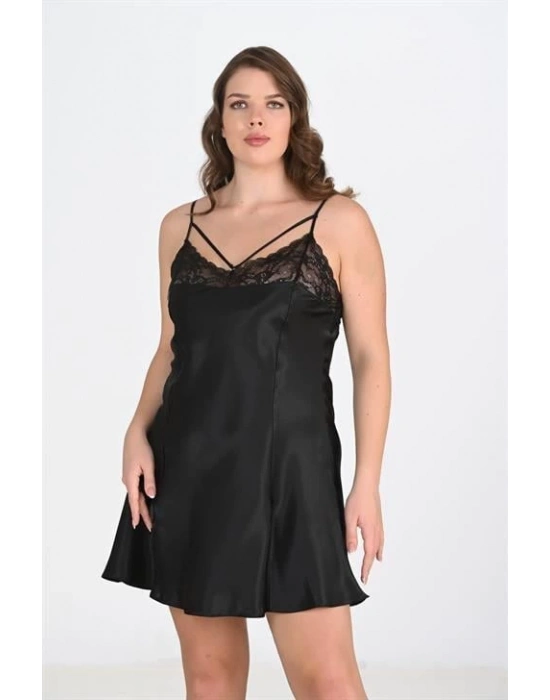 Bicomi Büyük Beden Siyah Gecelik 2103