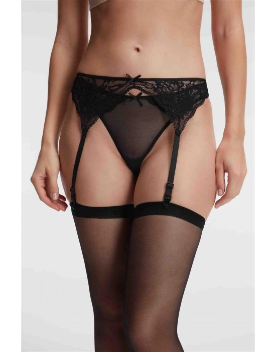 Bicomi Dantelli Jartiyer String ve Çorap 3lü Takım