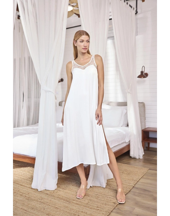 Bicomi Dantelli ve Dekolteli Saten Sabahlık Takımı