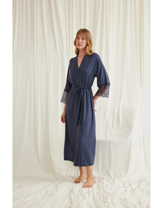 Bicomi Dantelli ve Kuşaklı Sabahlık