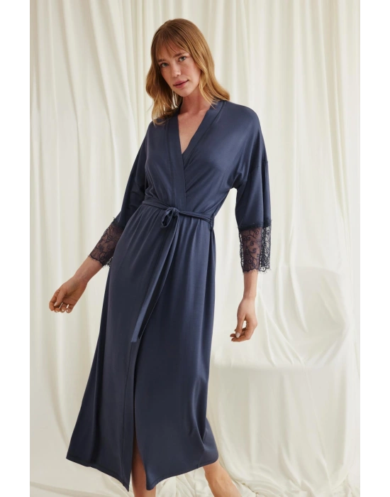 Bicomi Dantelli ve Kuşaklı Sabahlık