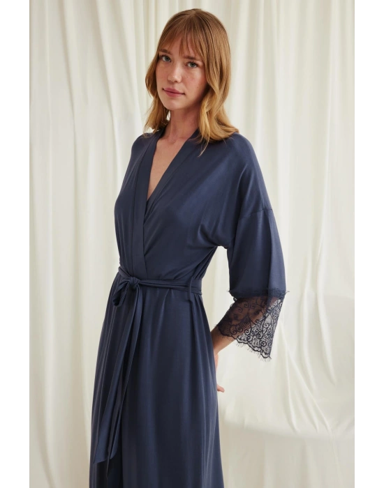 Bicomi Dantelli ve Kuşaklı Sabahlık