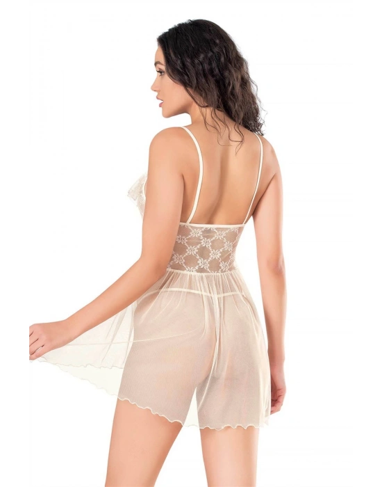 Bicomi Fildişi Kısa Tül Gecelik