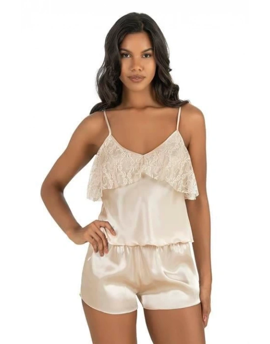 Bicomi Fildişi Saten Şort Takımı 9214