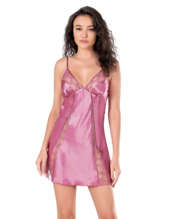 Bicomi Gül Kurusu Kısa Saten Gecelik