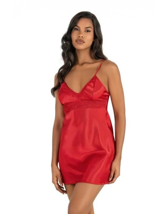 Bicomi Kırmızı Kısa Saten Gecelik