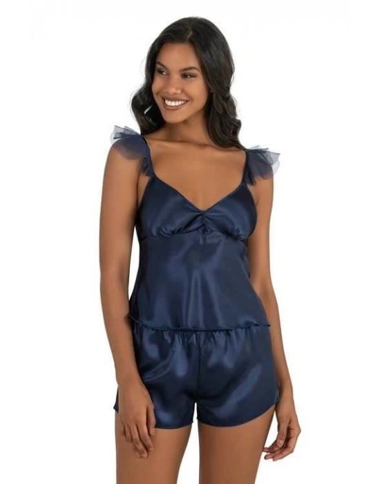 Bicomi Lacivert Saten Şort Takımı 9212