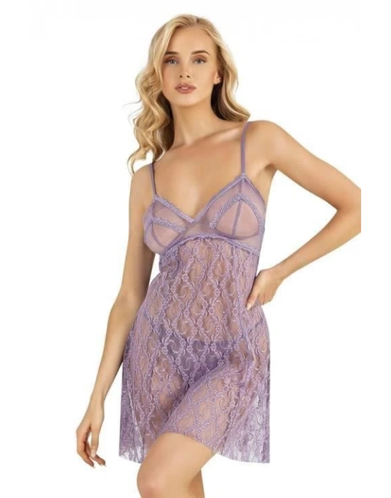 Bicomi Lila Kısa Tül Gecelik 4222