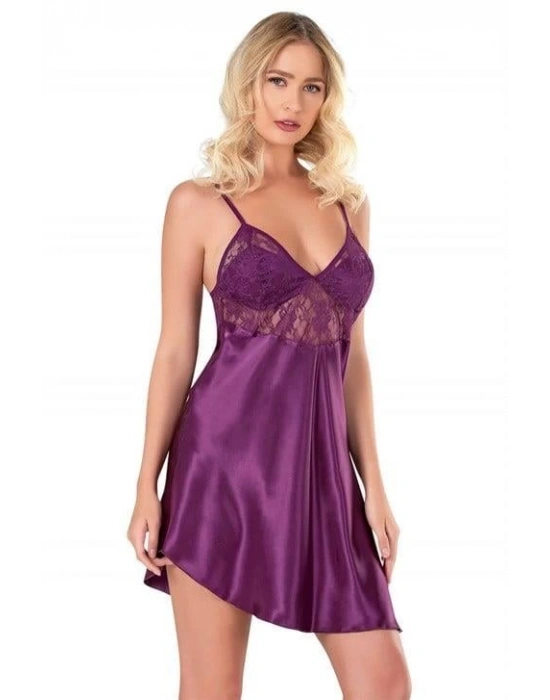 Bicomi Mor Kısa Saten Gecelik 8100