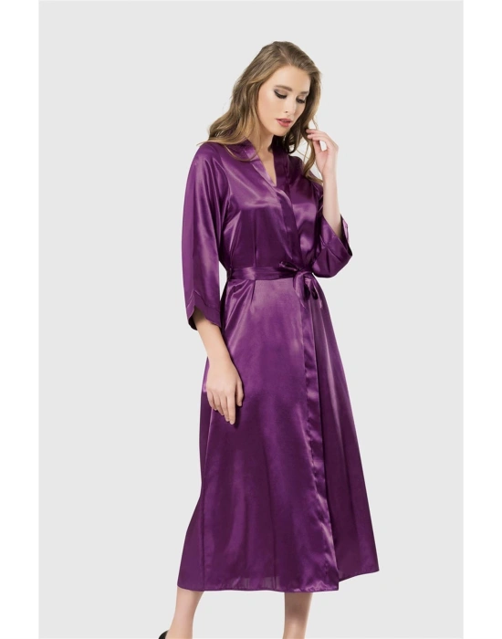 Bicomi Mor Uzun Saten Sabahlık