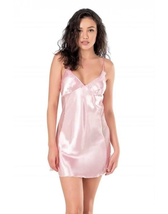 Bicomi Pembe Kısa Saten Gecelik 8105