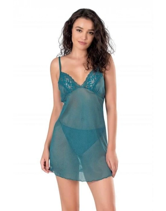 Bicomi Petrol Kısa File-Tül Gecelik 8124