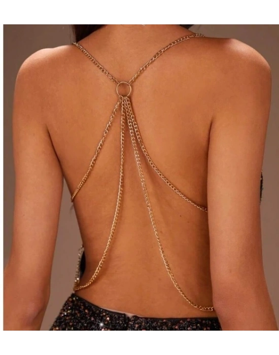 Bicomi Sırt Zincir Dekolteli Seksi Mini Kadın Elbise