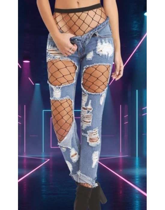 Bicomi Siyah Fileli Külotlu Çorap