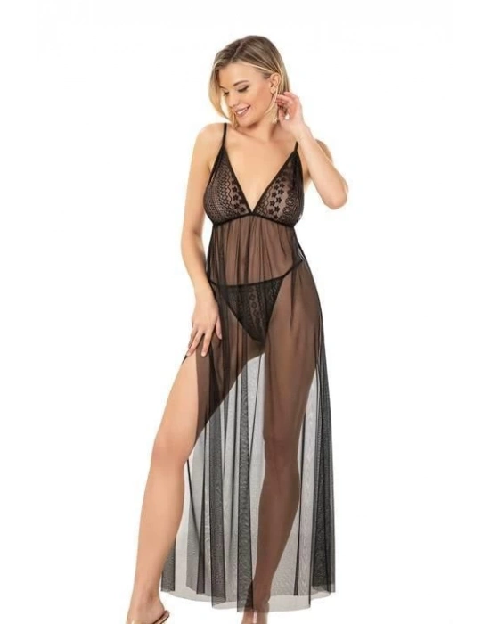 Bicomi Siyah Kısa Tül Gecelik