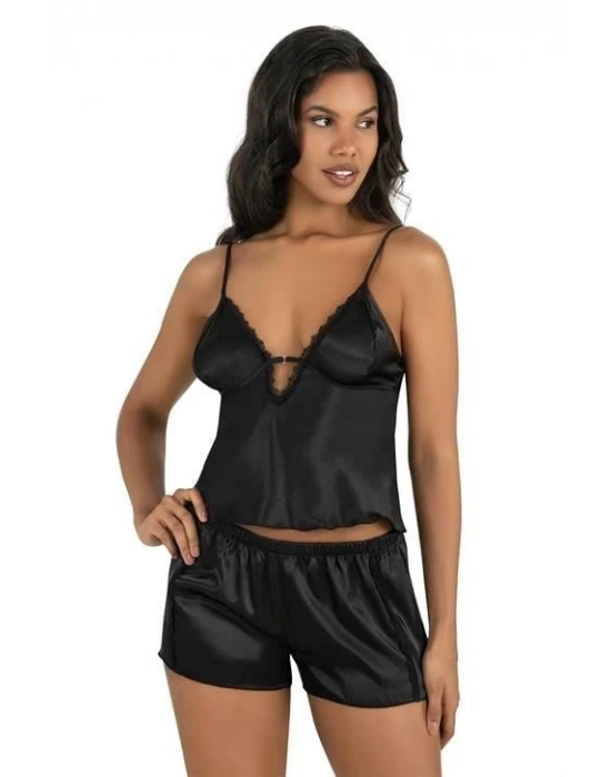 Bicomi Siyah Saten Şort Takımı 9207