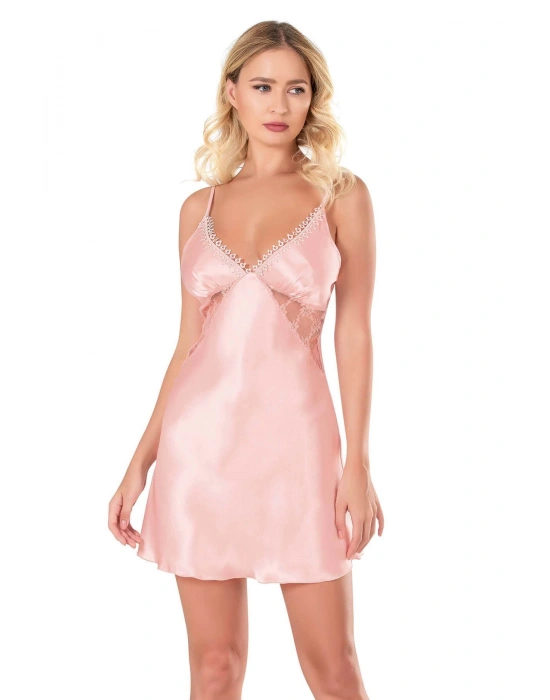 Bicomi Somon Kısa Saten Gecelik