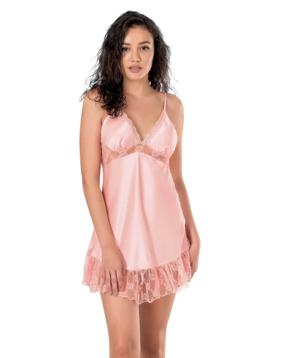 Bicomi Somon Kısa Saten Gecelik