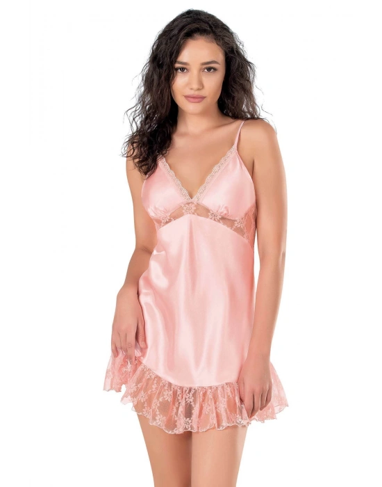 Bicomi Somon Kısa Saten Gecelik