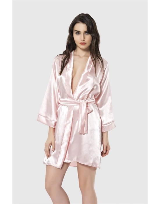 Bicomi Somon Kısa Saten Sabahlık