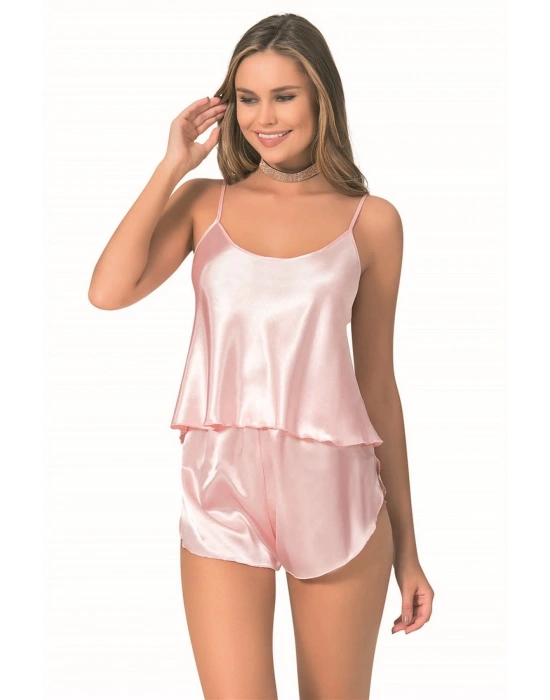 Bicomi Somon Saten Babydoll Şort Takımı
