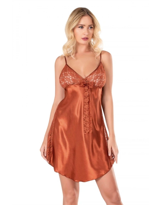 Bicomi Tarçın Saten Gecelik