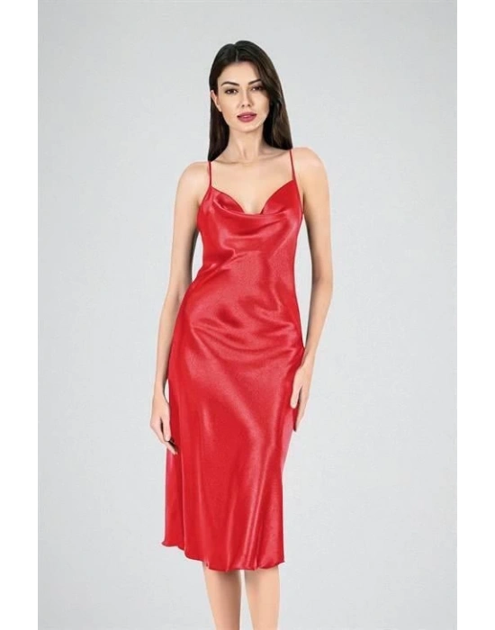 Bicomi Uzun Gecelik Degaje Kırmızı