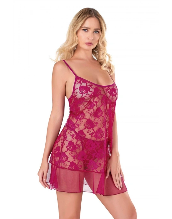 Bicomi Vişne Kısa Tül Gecelik