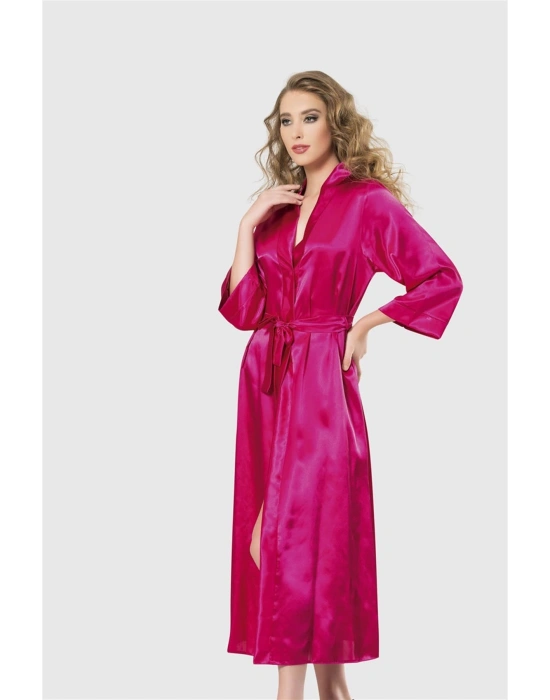 Bicomi Vişne Uzun Saten Sabahlık