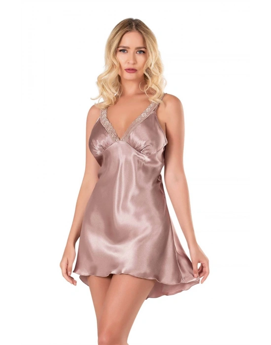 Bicomi Vizon Kısa Saten Gecelik