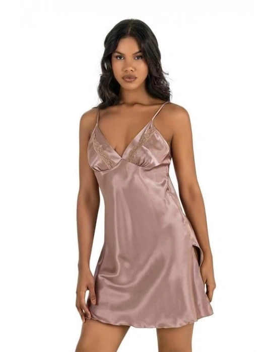 Bicomi Vizon Kısa Saten Gecelik 8211