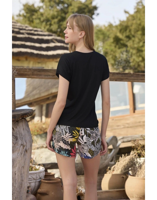 Bicomi Yaprak Desenli ve Baskılı o Segredo e se Permitir Florescer Şort Takımı