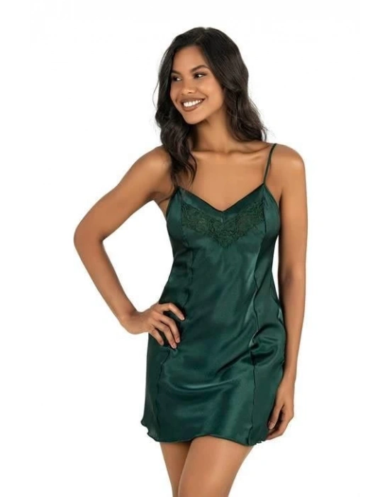 Bicomi Yeşil Kısa Saten Gecelik 8231