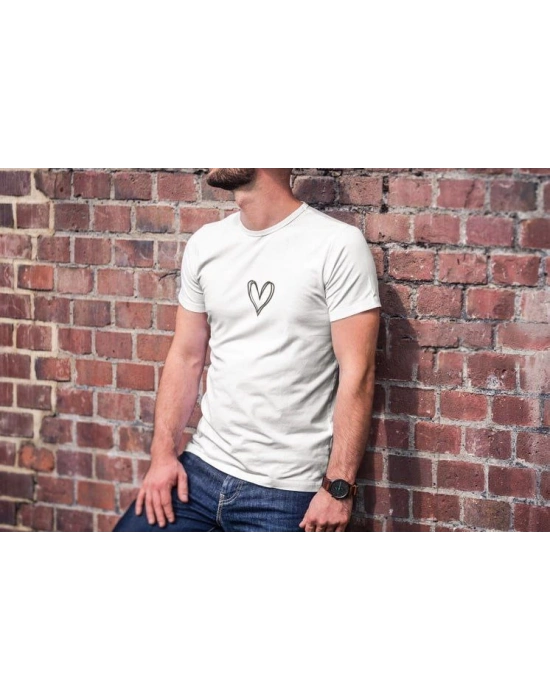 Bisiklet Yaka Baskılı Oversize T-Shirt - Beyaz -