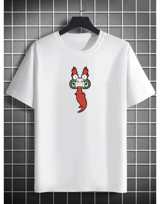 Bisiklet Yaka Baskılı Oversize T-Shirt - Beyaz -