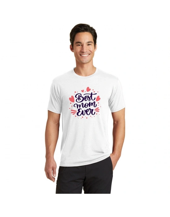 Bisiklet Yaka Baskılı Oversize T-Shirt - Beyaz -