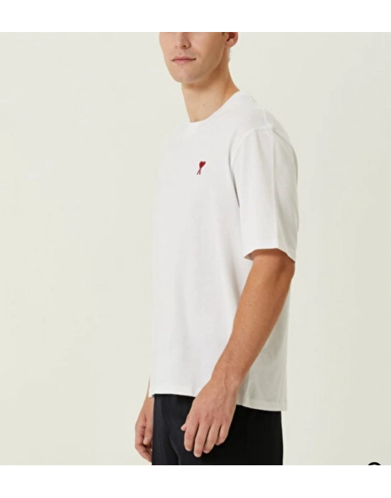 Bisiklet Yaka Baskılı Oversize T-Shirt - Beyaz -