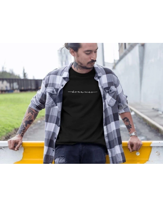 Bisiklet Yaka Baskılı Oversize T-Shirt - Siyah -