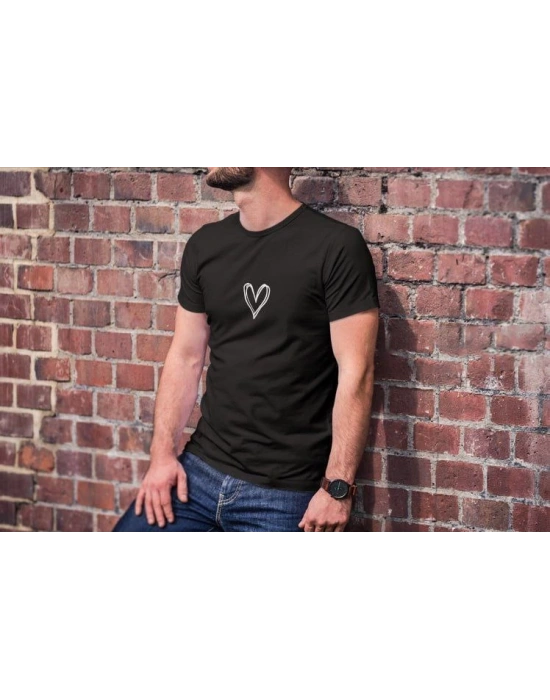 Bisiklet Yaka Baskılı Oversize T-Shirt - Siyah -